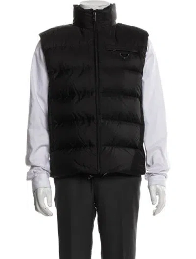 Pre-owned Prada Enameled Metal Triangle Vest In Black
