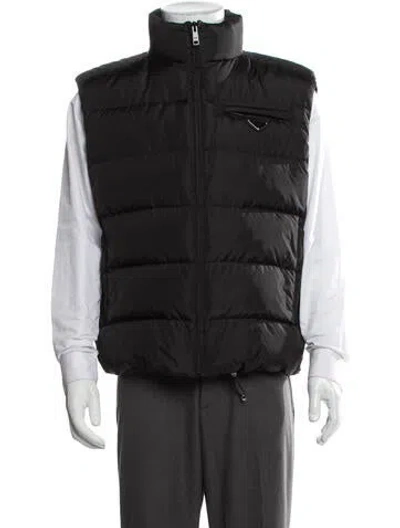 Pre-owned Prada Enameled Metal Triangle Vest In Black