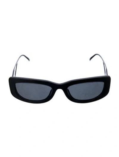 Pre-owned Prada Enameled Metal Triangle Wayfarer Sunglasses In Black