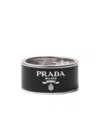 Prada Enameled Silver Ring In Black