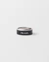 Prada Enameled Silver Ring In Schwarz