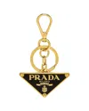 Prada Enameled Triangle Key Ring In Gold