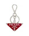 Prada Enameled Triangle Key Ring In Red