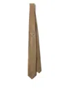 Prada Enamelled Triangle Tie In Brown
