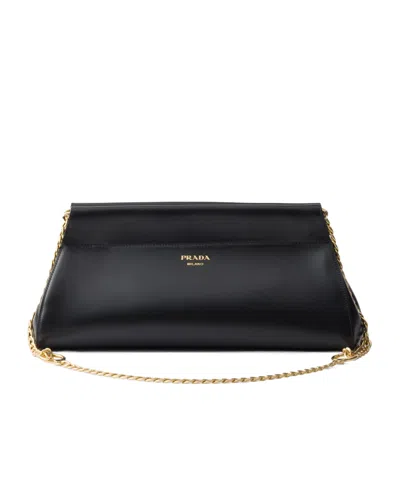 Prada Enchaîné Medium Leather Bag In Black