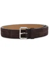 Prada Engraved-buckel Detail Belt In Braun