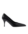 Prada 85 Pointed-toe Calf Leather Pumps In Black