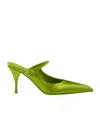Prada Satin Mary Jane Mules In Green