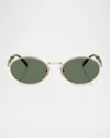 Prada Womens Gold 65zs Oval-frame Metal Sunglasses In Dark Green