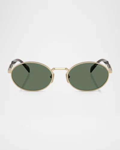 Prada Womens Gold 65zs Oval-frame Metal Sunglasses