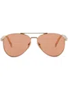 Prada Engraved Logo Pilot-frame Sunglasses In Gold