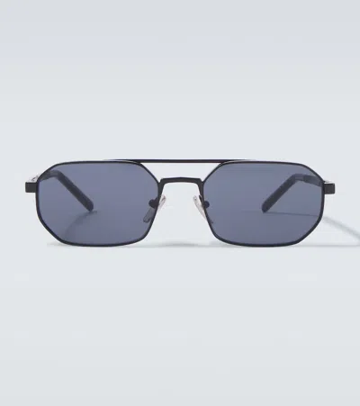 Prada Engraved Rectangular Sunglasses In Blue