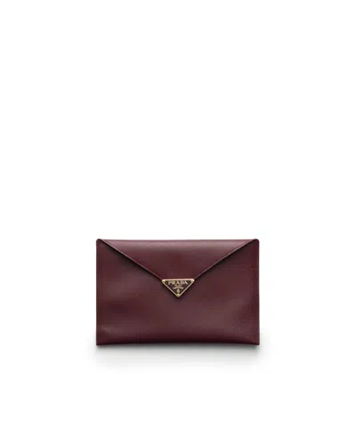 Prada Envelope-clutch Aus Saffiano-leder In Burgundy