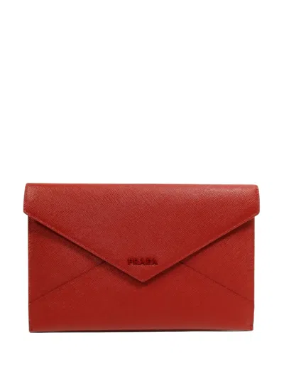 Pre-owned Prada Envelope Clutch Bag In Red