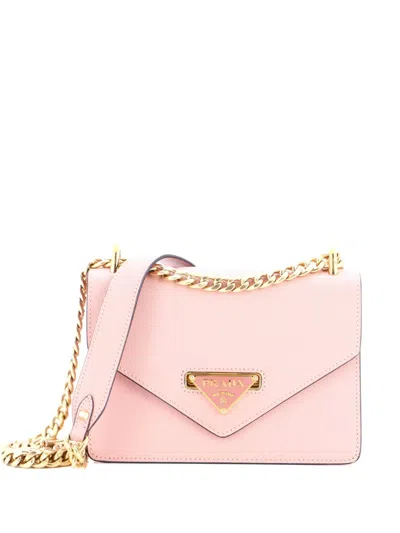 Pre-owned Prada Envelope Flap Chain Shoulder Bag Saffiano Leather Small Crossbody Bag In Pink