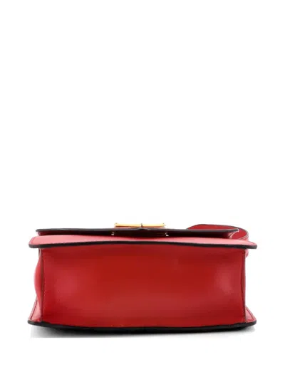 Pre-owned Prada Envelope Flap Chain Shoulder Bag Saffiano Leather Small Crossbody Bag In Red