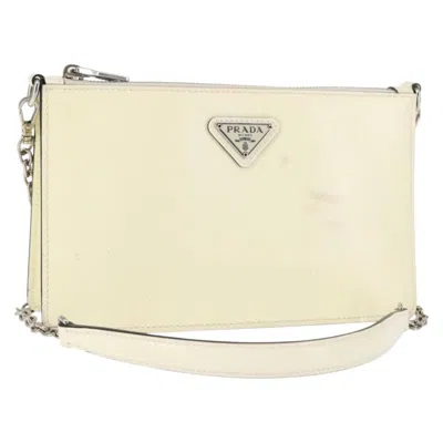 Pre-owned Prada Envelope Wallet On Chain Saffiano Leather White Leather Crossbody Bag Bag ()
