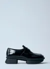 Prada Brushed Leather Squared-toe Loafers In Black
