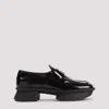 Prada Brushed Leather Squared-toe Loafers In Nero