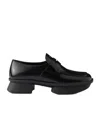 Prada Brushed Leather Squared-toe Loafers In Black