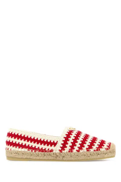 Prada Espadrillas In Crochet Bicolor Donna In Red