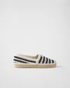 Prada Striped Crochet Espadrilles In White