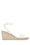 Prada Wedge Heel Espadrille Sandals Open Toe In Neutral