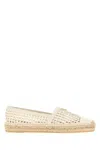 Prada Ivory Slip On Espadrilles In Multi