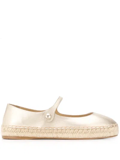 Prada Espadrille Ballerina Shoes In 金色