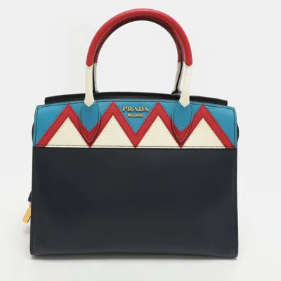 Pre-owned Prada Esplanade Medium Multicolor City Calf Leather Satchel