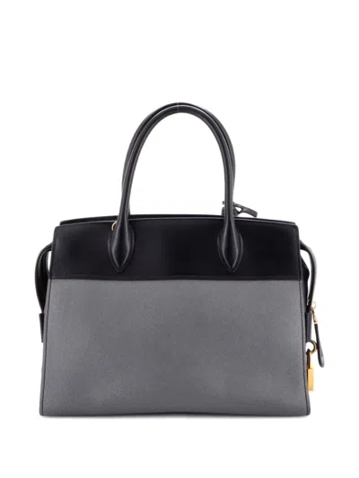 Pre-owned Prada Esplanade Saffiano With City Calf Medium Tote Bag In Gray