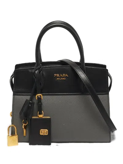 Pre-owned Prada Esplanade Two-tone Tote Bag In Gray