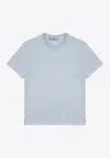 Prada Washed Cotton T-shirt With Short Sleeves In Light Blue