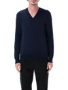 Prada Blue V Neck Sweaters In Blue
