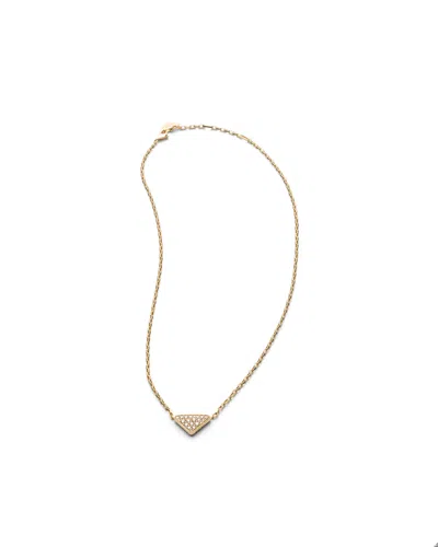 Prada Eternal Gold Halskette Mit Mini-triangolo-anhänger Aus Gelbgold Mit Diamanten In Gold/weiss