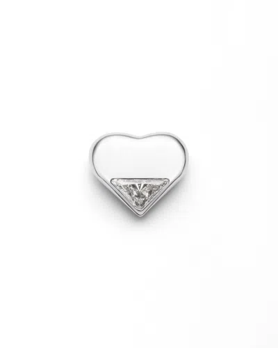 Prada Eternal Gold Nano Heart Single Earring In White Gold With Laboratory-grown Diamond In Multi