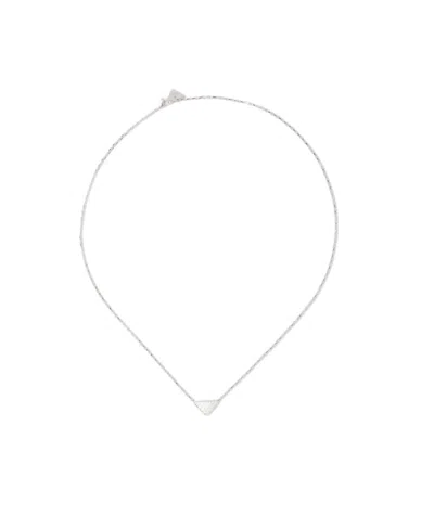 Prada Eternal Gold Platinum And Diamond Miniature Triangular Pendant Necklace In White