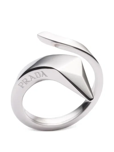 Prada Eternal Gold Snake Mini Ring In Silver