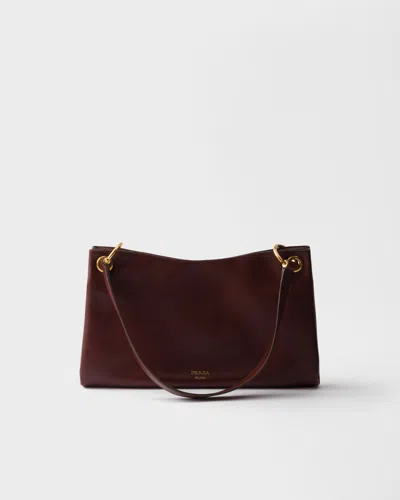 Prada Etude Large Leather Shoulder Bag In Brown