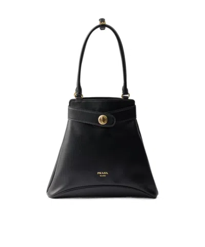 Prada Etude Medium Leather Tote Bag In Black