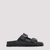 Prada Flat Sole Open Toe Leather Sandals In Black
