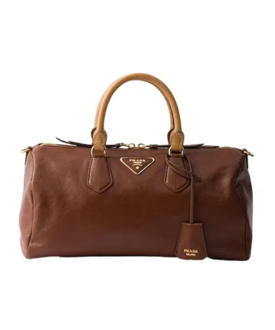 Prada Evasion Large Leather Top-handle Bag In Purple