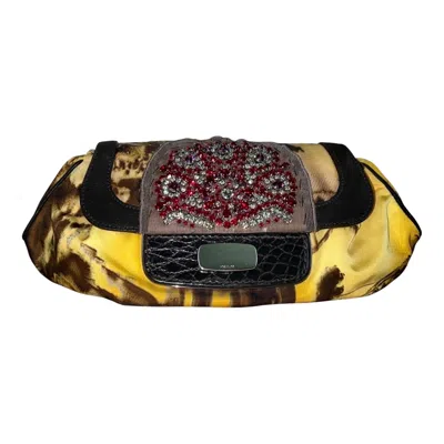 Pre-owned Prada Exotic Heavenly Embroidered Nylon & Crocodile Clutch Bag - Full Set Y2k In Black