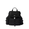 Prada Explore Re-nylon And Leather Backpack In Black