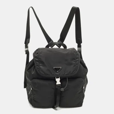 Pre-owned Prada Explore Drawstring Black Nylon Backpack