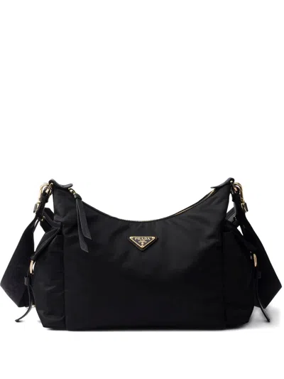 Prada Explore Grosse Tasche Aus Re-nylon Und Leder In Black