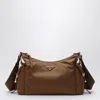 Prada Explore Large Brandy Bag In Renylon And Leather In Brown