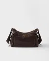 Prada Large Explore Leather Shoulder Bag In Brown
