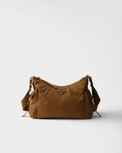 Prada Explore Large Re-nylon And Leather Bag In Brown