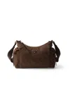 Prada Explore Grosse Tasche Aus Re-nylon Und Leder In Brown